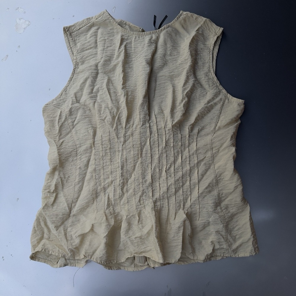 Beige Sleeveless Della Pleated-Waist Shell Top by Anthropologie Size L